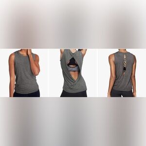 Mippo Open Back Tank Top Women’s Medium Gray Yoga Athletic Running Workout